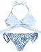 MOOSKINI Women Sexy Bikini Swimsuit Halter Wrap Side Tie Padding Bathing Suit White L(US Size 4-6)