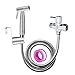 Handheld Toilet Bidet Sprayer Set Pipe Shattaf Water Cleaner Cloth Diaper Sprayer for Toilet Attachment with Water Pressure Control Hose and T Valve-Chrome