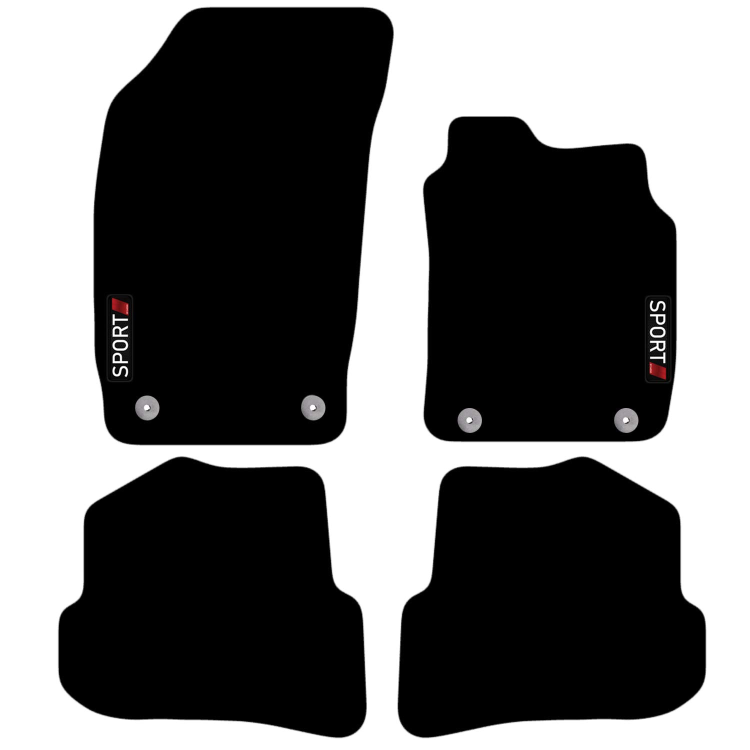 Carsio Carpet Car Mats For Audi A1 2010 to 2018 with Sport Logo Tailored Fit Floor Mat Complete Accessory Custom Fitted - All Weather, Anti-Slip Backing & Black Trim