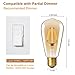 Dimmable Vintage Edison LED Light Bulb, KEDSUM 6W ST64 Edison Bulbs, 2200K Warm White, 350LM, 8 LED Filament Save Energy, Gold Plated Glass and E26 Nickel Plated Shell Base, 60W Equivalent