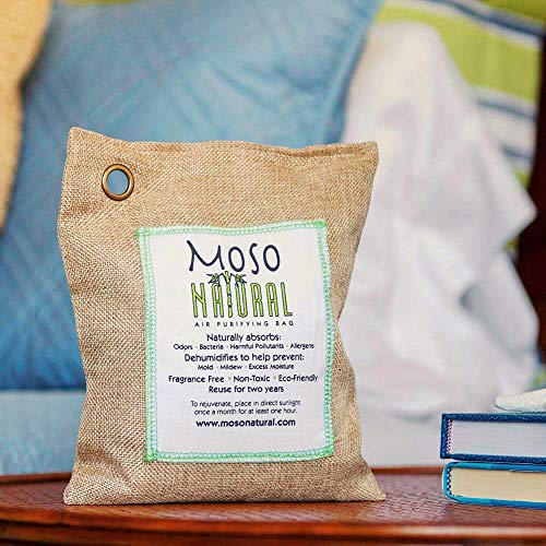MOSO NATURAL Air Purifying Bag 600g. Odor Eliminator, Odor Absorber for Home and Basement. Natural Color