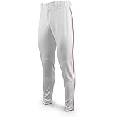 MARUCCI Youth EXCEL Double-Knit Piped Baseball Pant, White/RED, Youth X-Large