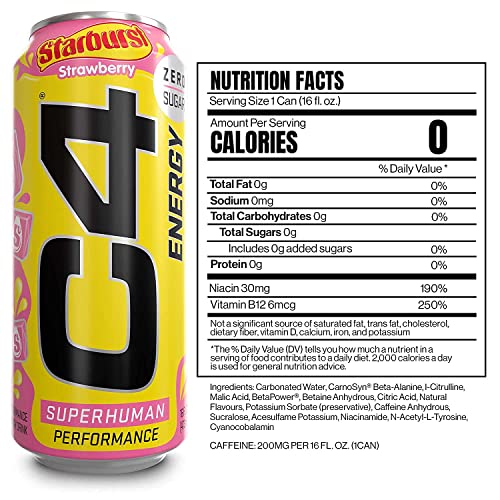 C4 Energy Drink, Starburst & Skittles Variety Pack, Carbonated Sugar