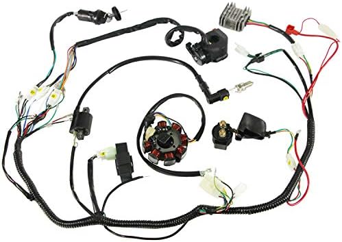 Auutoo Complete Wiring Harness kit Wire loom Electrics Stator Coil CDI For ATV QUAD 4 Four wheelers 150CC 200CC 250CC Go Kart Dirt Pit Bikes