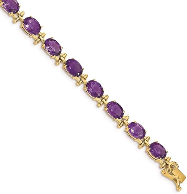 14ct Yellow Gold Amethyst Bracelet, 7" Amazon.co.uk Jewellery