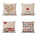 Set of 4 Sofa Throw Pillow Covers, YIFAN 1717 Inch Colorful Love Heart Decorative Pillowslip Square Fashion Throw Pillow Case Cushion Cover Home Decor