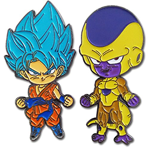 Great Eastern Entertainment Dragon Ball Super SSGSS Blue Goku & Golden Frieza Metal Pins Set of 2