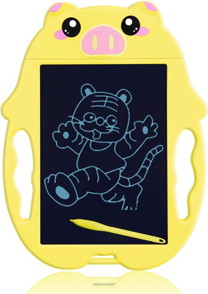 KURATU Boys Toys for 3-7 Year Old Girls Gifts,9 inch LCD Writing Tablet for Kids Portable Reusable E-Writer Elder Message Board Digital Handwriting Pad Doodle Board for School Fridge or Office(Yellow)