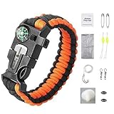 RUNNING OUTSIDES Survival Gear – 16 pieces Survival Gear Kit with whistle, blade, compass and fire starter and More (Black, 9)