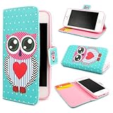 TUTUWEN D73 Owl Painting Art Design PU leather Flip Cover Case for Apple iPhone 5 5S