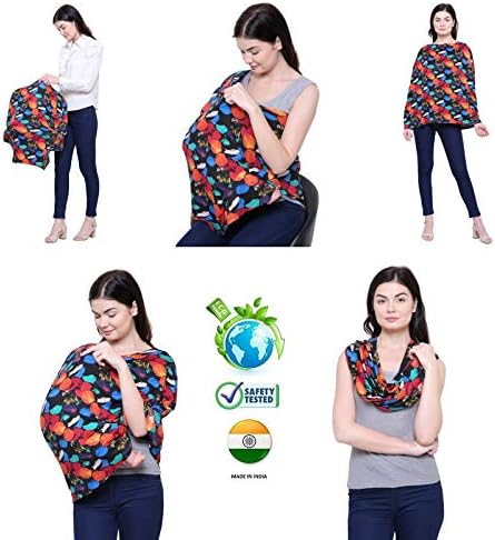 Feather Hug® 360° Premium Nursing cover for breastfeeding - Feeding apron for mom, stretchy feeding cover for mother, Real breathable breast feeding cover, Multi use soft nursing apron, No see - Through breastfeeding cover for mother.(Pink Panda)