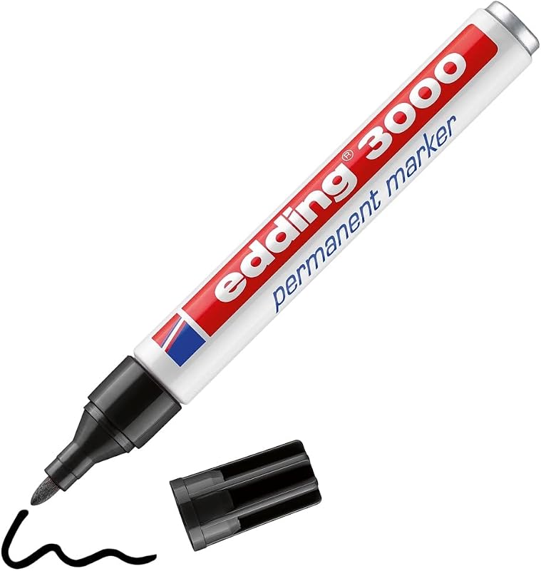 3000 Permanentmarker - schwarz - 1 Stift - Rund-Spitze 1,5-3 mm - schnell trocknender Permanent Marker - wasserfest, wischfest - für Karton, Kunststoff, Holz, Metall - Universalmarker