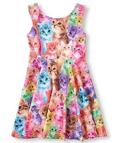 Jxstar Girl's Animal Print Cat Dog Summer Sleeveless Dress