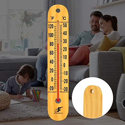 defull Extra Large 10.5-Inch Wood Thermometer Wall Thermometer Wooden Indoor Thermometer with Double Scales ℉&℃ Household Thermometer for Home Office Warehouse Greenhouse - Thumbnail 2