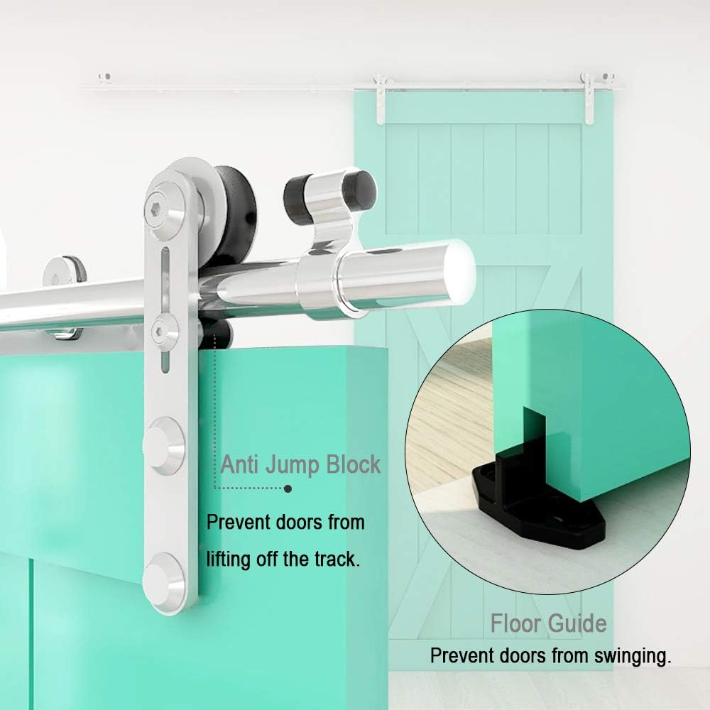 TSMST 183CM/6FT Sliding Door Track Barn Door Hardware Kit Closet Rail Roller Accessory Stainless Steel Material - Image 5