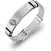 KBNSUIAN Stainless Steel Christian St. Benedict Prayer Bracelet for Protection, The Patron Saint Benedict Christ Lord Amulet Cuff Bangle Wristband Religious Talisman Jewelry for Men Women,Silver