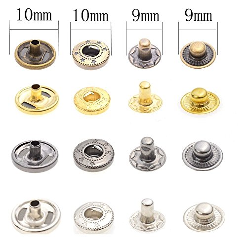 Aiskaer 120 Sets Snap Fasteners Kit, Metal Snap Buttons Press Studs with 4 Pieces Fixing Tools, 4 Color Clothing Snaps Kit for Leather, Coat, Down Jacket, Jeans Wear and Bags