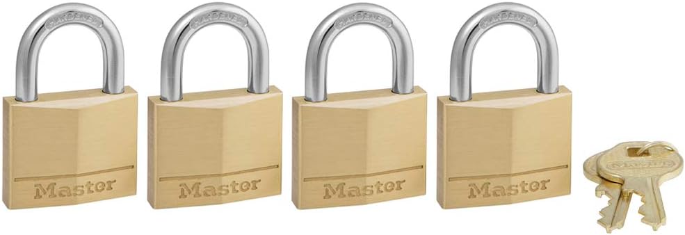 Master Lock 140Q Solid Keyed Alike Padlocks, 4-Pack, Brass, Silver: Home Improvement