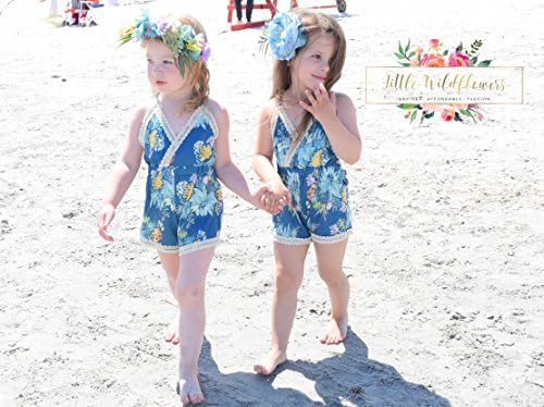 Girls Floral Island Romper Onesie - Boutique Kids Toddler &amp; Newborn Baby Girl Clothes