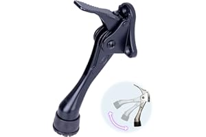 HA SHI One Touch Kickdown Door Stopper, Door Holder, Heavy Duty Door Stops, Bottom of Door, Height-Adjustable Rubber Tips by HASHI (Black 4 inch x 1pack)