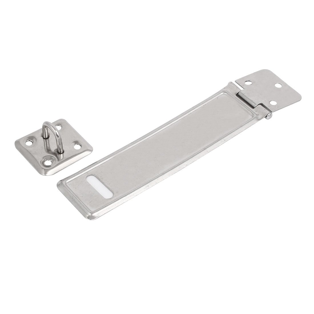 sourcingmap 5.5-inch Length Metal Latch Gate Door Lock Safety Hasp Staple Silver Tone