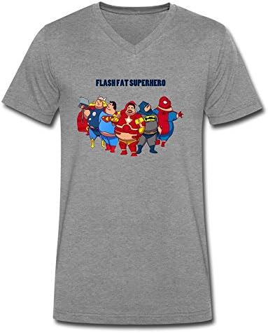 ZHENGAIMEI Mens Flash Fat Superhero Organic Cotton V-Neck Shirts