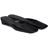 Coutgo Women's Mules Low Kitten Heel Closed Square Toe Slip On Backless Dress Shoes,Size 10, Black