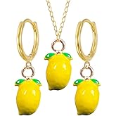 YISXVD 3D Fun Assorted Simulation Fruit Earrings for Women Weird Fruit Shaped Dangle Earrings Necklace Set