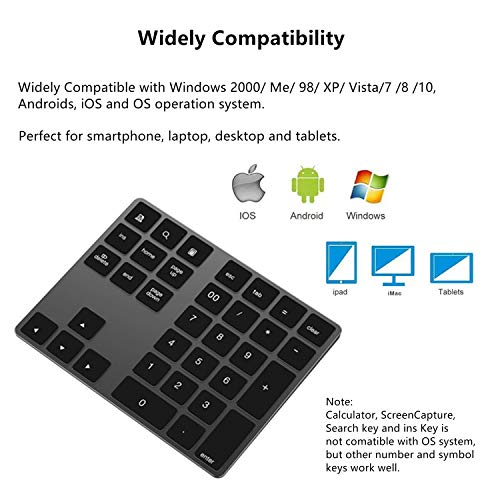 image for Ulytech Bluetooth Number Pad, Wireless Numeric Keypad Slim 34-Keys Ext