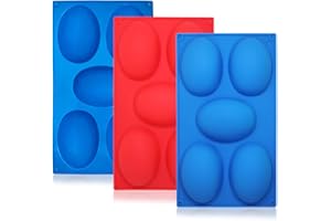 3 Packs 5 Cavities Easter Eggs Silicone Mold,findTop Baking Mold Cake Pan, Biscuit Chocolate Mold, Ice Cube Tray, Soap Mold