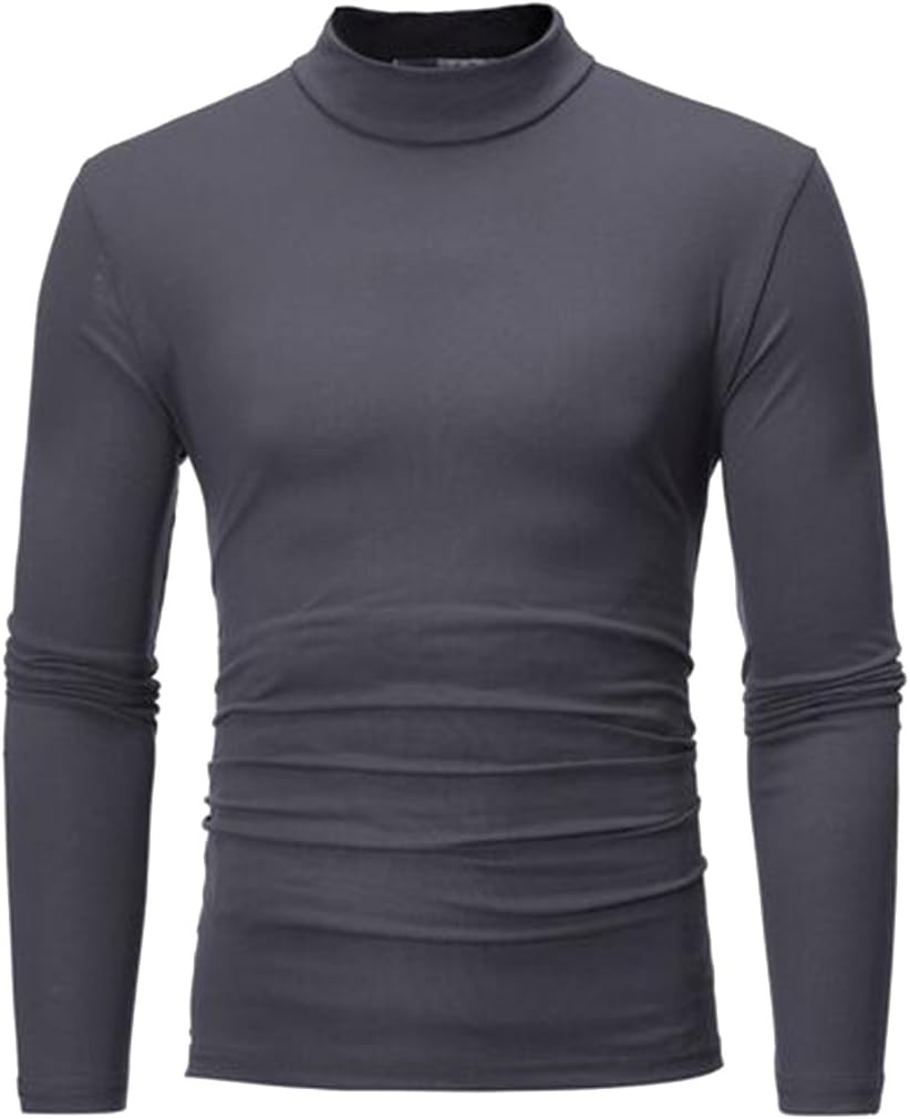 Jofemuho Men's Half Turtleneck Long Sleeve Casual Fall Winter Solid Color Comfort T-Shirt