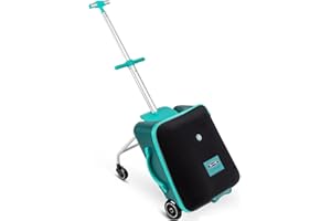 Micro Kickboard - Luggage Eazy - Foldable and Ride-able Swiss-Designed Luggage Case Carry-on for Kids, Ages 18 Months and Up (Forest Green)