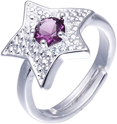 LLNF Luxuriant Anniversary Engagement Rings Jewelry Cushion Cut Created Sapphire 925 Silver Ring Promise Rings Sizes 8 (five-pointed star wish a purple gem)