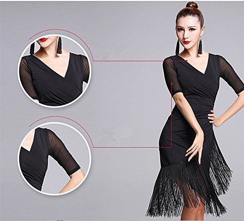 TALENT PRO Latin Rhythm Ballroom Carmen Fringe Tango Dance Dress (X-Large) - Thumbnail 4
