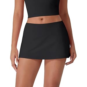 YEOREO Mid-Low Rise Mini A Line Skirt with Pockets Built-in Shorts Golf Skorts Y2K Tennis Skirt for Women