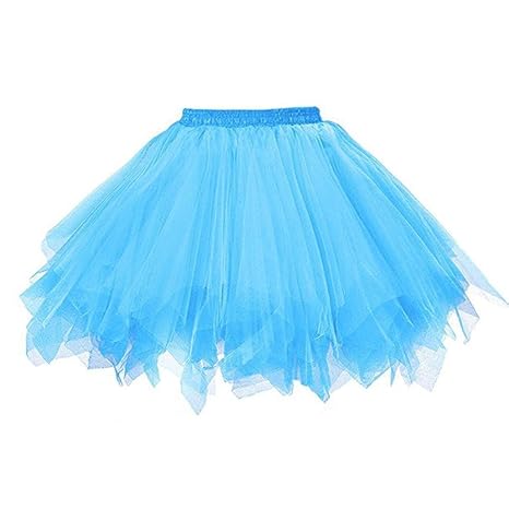 Hirolan Tüllrock Ballettrock Tutu Petticoat Vintage Partykleid Unterkleid Damen Falten Gaze Kurzer Rock Erwachsene Tutu Tanze