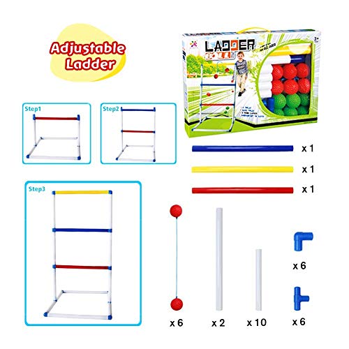 yoptote Ladder Golf Ball Set for Kids Ladder Toss Toy with 6 Bolas, Suitable for Camping Party Outdoor Yard Game, Easy Assemble - Thumbnail 4