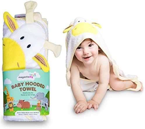 Premium Hooded Baby Towels with Free Washcloth and Ebook | Super Soft, Large and Absorbent | Suitable for Kids, Boys and Girls, Newborn and Infant | Derived from 100% Bamboo | Hands-Free Design
