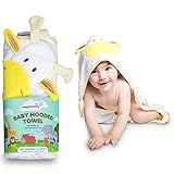 Premium Hooded Baby Towels include Free Washcloth and Ebook - Super Soft, Large and Absorbent, Suitable for Boys and Girls, 33.5 X 33.5inch, Baby Gifts, Derived from 100% Bamboo, Hands-Free Design
