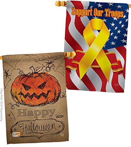 Happy Halloween House Flag - Pack Fall Witch Trick or Treat Spooky Night Black…
