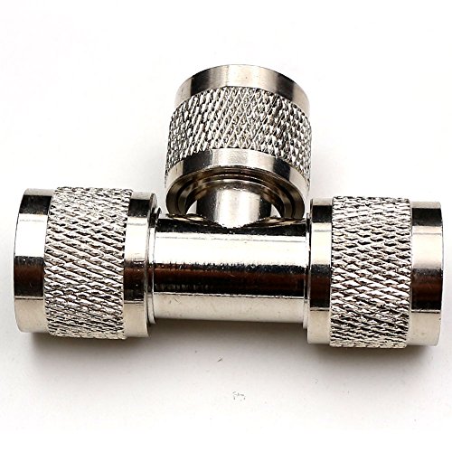 TEZONG 3 Way N Male to 2 N Male Splitter T Shape N Type Plug RF Coaxial Coax Adapter Antenna Connector 1Pack