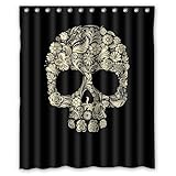 Custom Sugar Skull Mexican Shower Curtain 72x72 inch - Bathroom Decor(Fabric) by Qearl