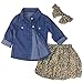 Jastore 3PCS Baby Girls Clothing Set Summer Toddler Kids Denim Tops+Leopard Skirt Outfits (12-18 Months, Leopard)