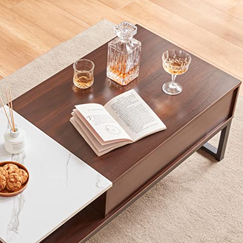 Tbfit Lift Top Coffee Table with Hidden Storage Compartment, Smart Mid Century Coffee Table