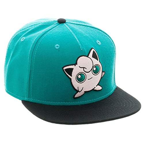 BIOWORLD Pokemon Jigglypuff Embroidered Snapback Cap Hat, Turquoise