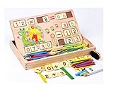Montessori Toys For Toddlers, Preschool Teaching Tool Math Number Counting Sticks with Blackboard and Clock