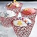 GOLF 100Pcs Christmas Cupcake Wrappers Artistic Bake Cake Paper Filigree Little Vine Lace Laser Cut Liner Baking Cup Wraps Muffin CaseTrays for Wedding Party Birthday Decoration (Red)