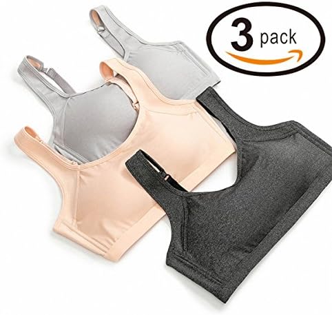 HeartFor Soft Sports Bras for Women, Pack of 3, (Mix Color L)