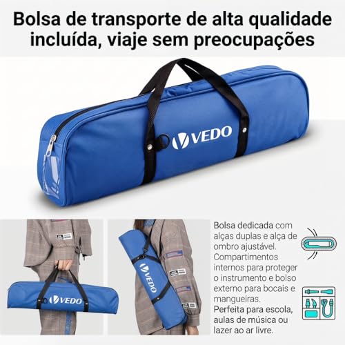 VEDO Escaleta 37 Teclas Infantil, com Bocal Duplo e Bolsa, Teclado De Piano de Ar, Instrumento Musical, Instrumentos Musicais de Brinquedo, Adequado Para Crianças e Adultos, Presente Perfeito, Azul