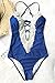 CUPSHE Women's Ladies Vintage Lace Bikini Set Beach Swimwear Bathing Suit One Piece Swimsuit, XL Blue